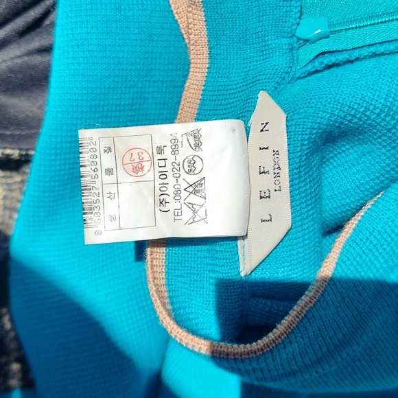 Lefin London size 12/14 aqua blue wool-blend A-line skirt - Picture 3 of 7